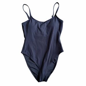 Andie Ribbed Black One-Piece Swimsuit